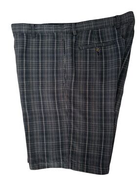 Tommy Bahama 38 Plaid Dress Shorts Silk Linen Dry Clean Blue White NWOT